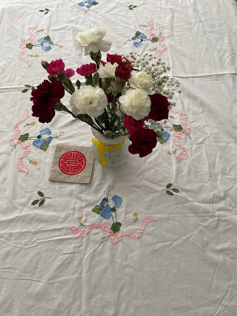 Cotton embroidered table cloth made, 128*170cm